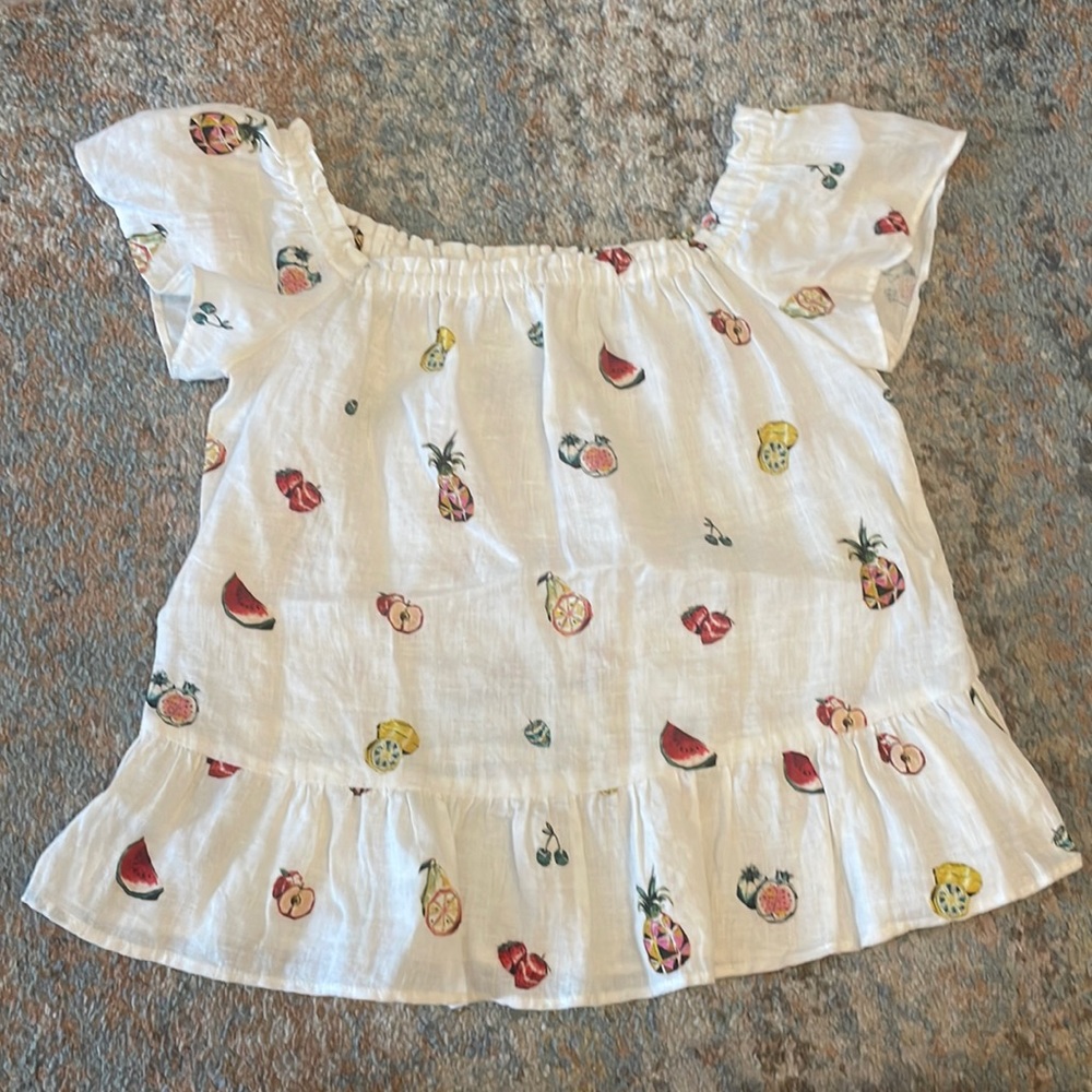 Zara Fruit Pattern Peplum Top
